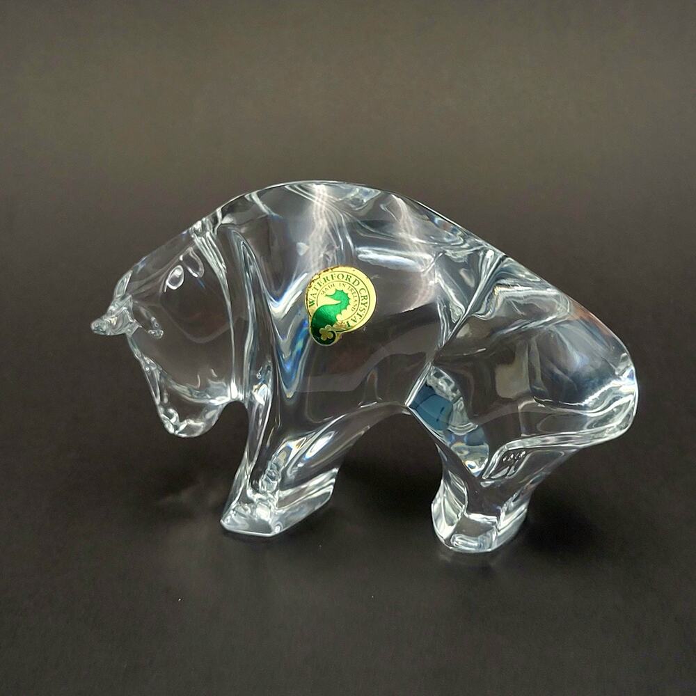 Vtg MINT Waterford Crystal Wall Street Bull 114458 Taurus Paperweight RETIRED